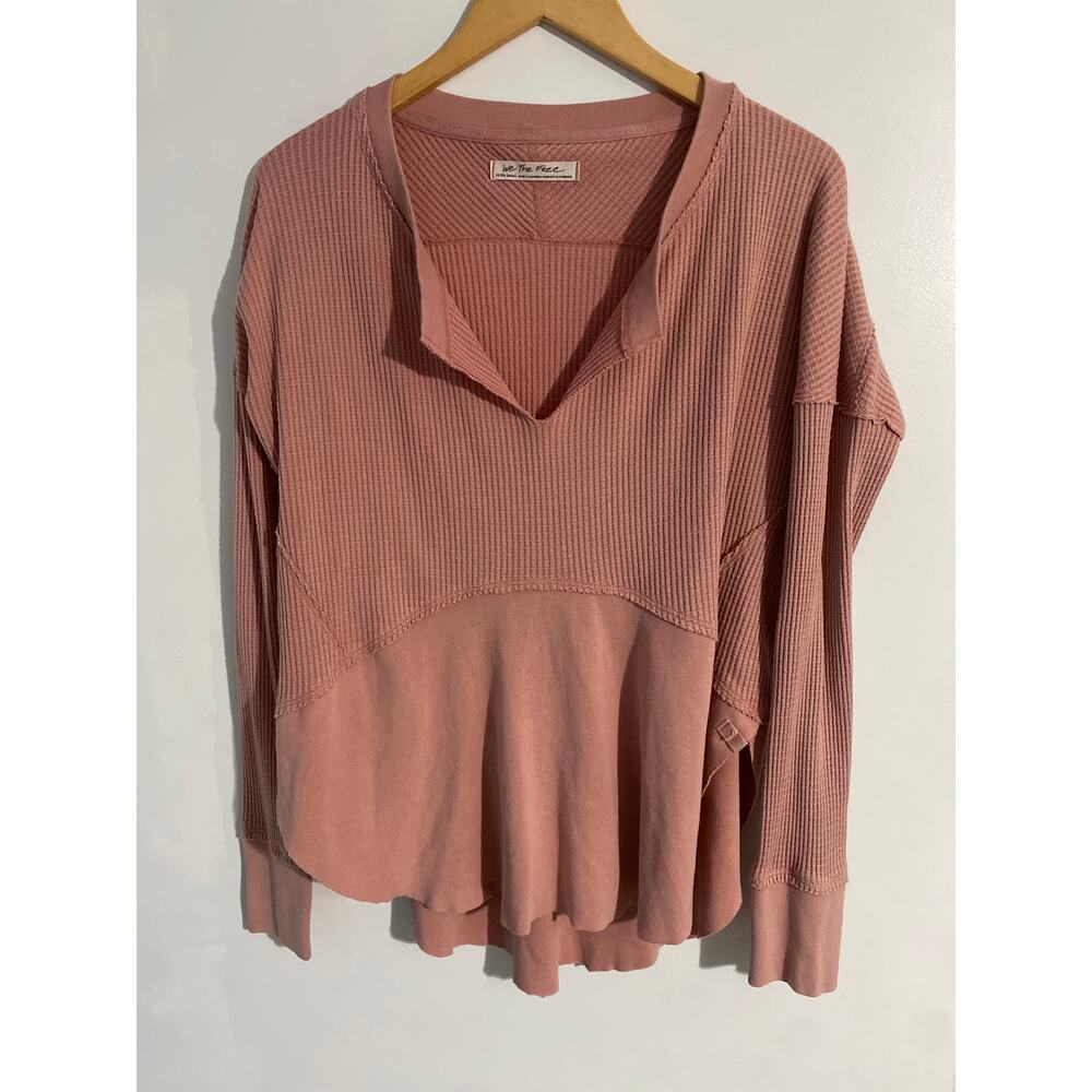 We the Free thermal top women’s size XS pink oversized boho lounge slouchy